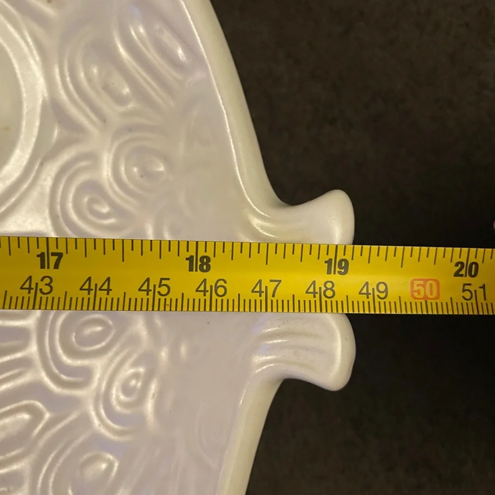 Jonathan Adler White Textured Fish Art Platter Food Safe Elegant Dining